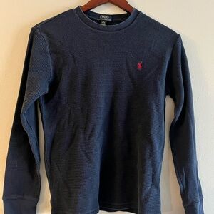 Polo by Ralph Lauren Navy Waffle Thermal with Yellow Logo